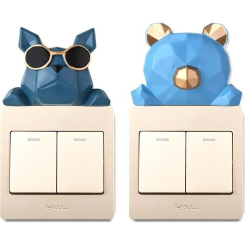 3D Resin Cartoon Animals Pattern Wall Sticker Creative Switch Sticker Cute Decorative Indoor Living Room Switch Protective Cove