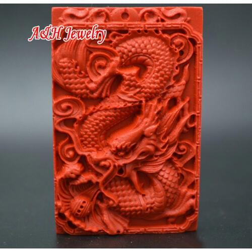 5pcs Chinese Dragon Mythical Creatures Red Cinnabar Carved Necklace Pendants For Man And Women Necklace Making Materials