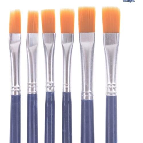6Pcs Nylon Hair Watercolor Acrylic Oil Paint Brush Set Different Shape Paint Brush For Drawing Painting Art Supplies