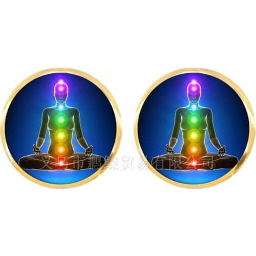 7 Chakra Reiki Healing Stud Earrings Buddha Yoga Meditation Pendant Spiritual Om Symbol Indian Jewelry For Women Girls