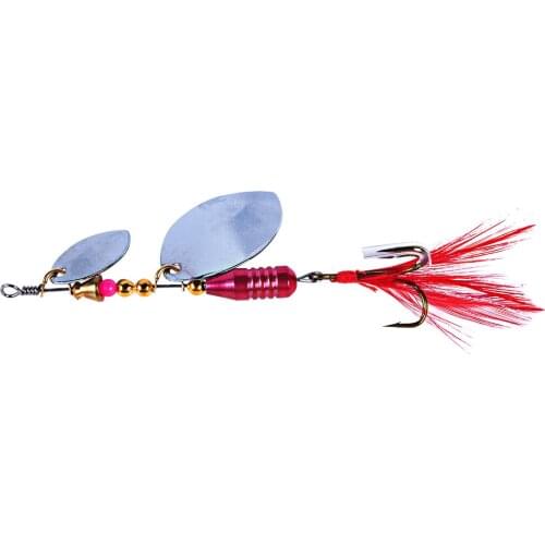 1pcs Spoon Lure Hard Bait Spinner Fishing Lure Fishing Tackle Atificial Bait with Feather Hook Pesca Bass Lure