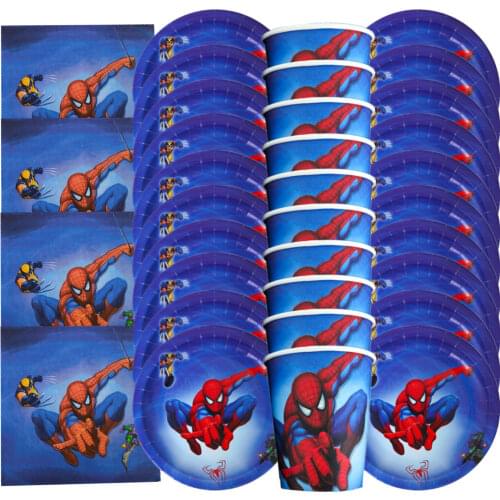 Spiderman Theme Paper Plates Cups Party Supplies Disposable Tableware Baby Shower Birthday Party For Kids Super Hero Decorations