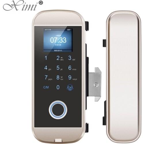 No wiring Frameless Sliding Glass Door Lock Biometric Fingerprint RFID Card Digital Password Home Office Smart Door Lock