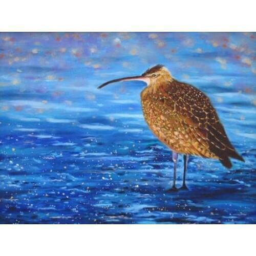 Free shipping pointed mouth bird bule sea landscape oil painting canvas painting prints on canvas wall art decoration picture
