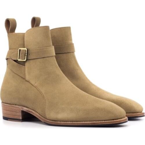 Chelsea Winter Camel Mens Boots Shoes Work Fashion Designer Cow Suede Shoes Men Add Velvet Non-Slip Simplicity