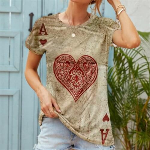 3D Creative Pattern T-shirt Womens Summer Fashion Print Red Heart A Short-Sleeved T shirt Female Casual Top Size 3xl 4xl 5xl