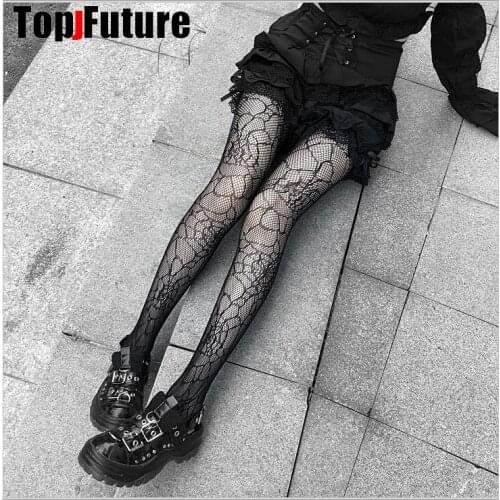 Gothic Dark Harajuku Spider Web Socks Japanese Lolita Stockings Hollowing Stockings lolita pantyhose kawaii girl lolita cosplay