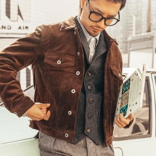 TYPE3-0002 Big US Size Super Quality Cotton Jacket Casual Stylish Corduroy Coat