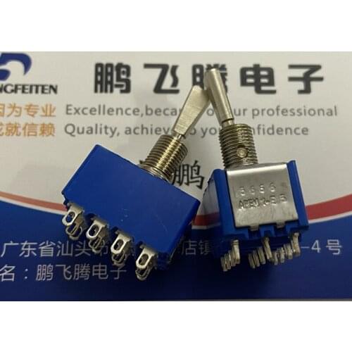 1PCS Imported French APEM 5666A9 toggle switch 12 feet 2 gears shaking head rocker arm toggle switch flat handle 6A