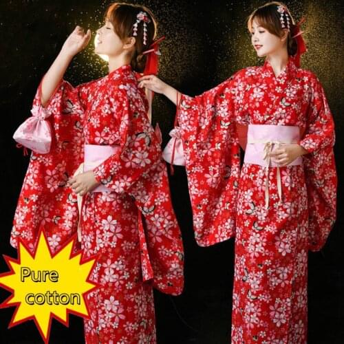 BALDAUREN Japanese Style Printed Kimono Cotton Bronzing Home Bathrobe Girl Cosplay Stage Diy Props Costume Hefu