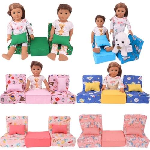 5 PCS Set Waist Pillows+Sofas Fit 43cm New Baby Born Doll&18 Inch American Girl Doll,Our Generation Doll Girls Toy Gifts