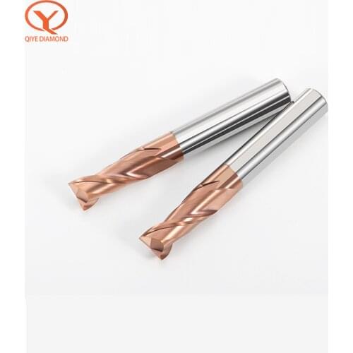 QIYE HRC55 CNC Carbide End mill 2 Flutes Tungsten Steel Milling Cutter Woodworking tools Cutting Tool Router Bit Milling Machine