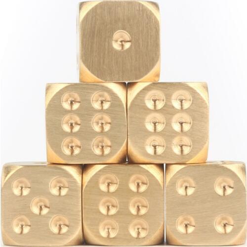 15x15x15mm Handmade Brass Dice Pure Copper Metal Solid Tweezers Bar Supplies EDC Gadgets Golden Dices Playing Game Tool