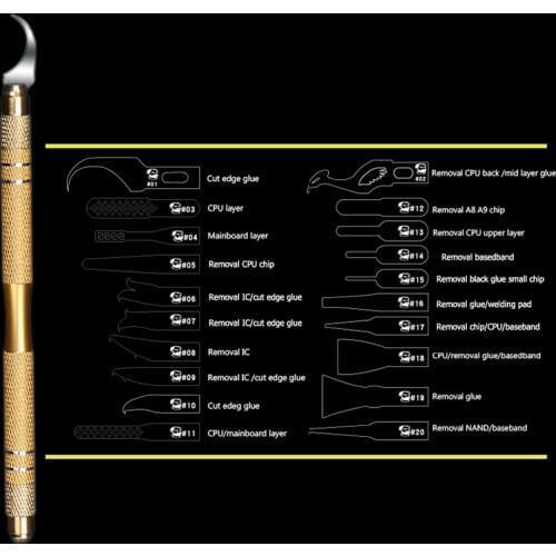 MECHANIC 20in1 Multi-function Mobile Phone Chip Motherboard Disassemble Knife CPU Demolition Blade Remove Glue Rework Tool