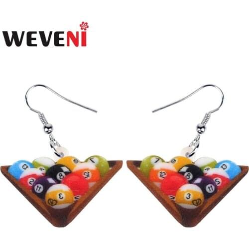 WEVENI Acrylic Fashion Billiard Ball Earrings Drop Dangle Ins Style Hipster Jewelry For Women Girls Teens Party Gift Accessories