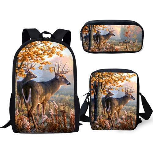 HaoYun Fashion Children Backpacks Cartoon Deer Prints Pattern School Bags Students 3PCs Set Backpack/Flaps Bags/Pen Bags