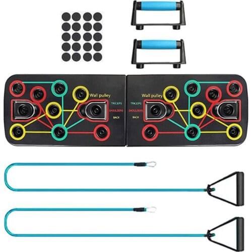 Push Up Bars Portable Fitness Equipment 10 In 1 Push Up Board Gym Equipment Sport At Home Muscle Training with Resistance Bands