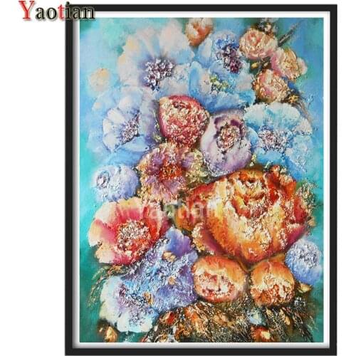 Abstract watercolor flowers Diamond Painting Kit,5D DIY Diamond Embroidery Complete Round/Square Diamond Mosaic,Cross Stitch