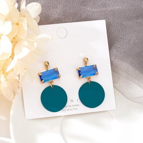 Autumn Winter New Earrings Vintage Blue Matte drop Earrings For Women Metal Fashion Statement Dangle Earring 2021 Trend Jewelry