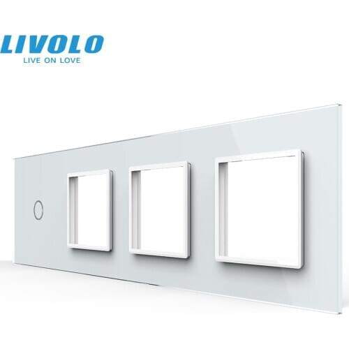 Livolo Luxury Crystal Glass Switch Panel, 294mm*80mm,EU standard,Quadruple Glass Panel ,DIY by yourself,4colors free choose
