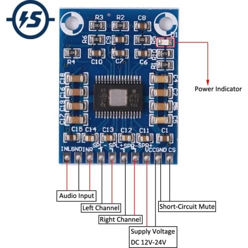 Micro Power Amplifier Board TPA3116D2 Digital Music Board Audio Ultra-thin 12-26V 50W+50W
