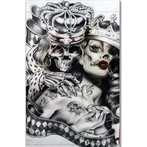 Full square/round diamond embroidery Crown Skull Couples,5d diy diamond painting lover,mosaic puzzle 3d rhineston arts