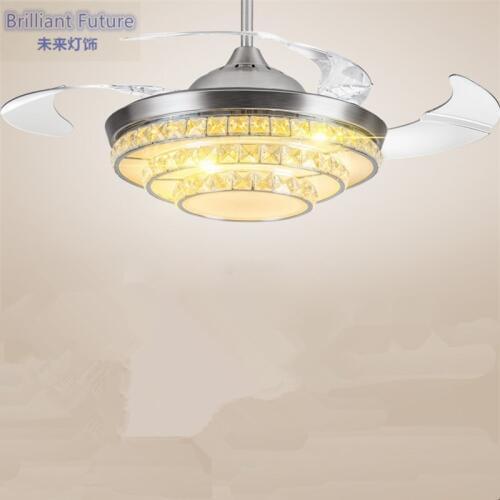 36/42inch 92/108cm dimming control K9 Crystal Ceiling Fan Modern/Contemporary Living Room Led Fan Lights Bedroom 110-240v