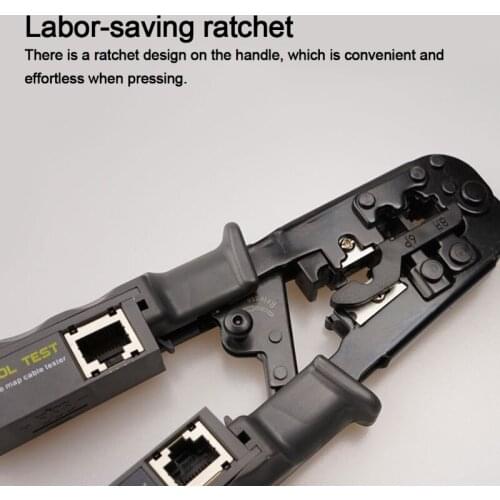 N0HC Three-purpose with Tester Cable Connectors Crimper Tool Network Cable Tester Detector Connector Network Wire Stripper