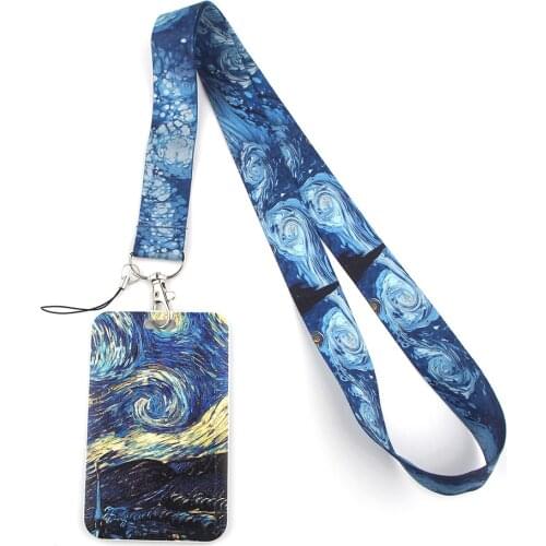 CB110 Art Painting Keychain Lanyard For Key Neck Strap ID Card Badge Holder Cell Phone Hanging Rope Keyring Belt Strap