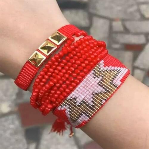 Rttooas Turkish Miyuki Bead Bracelet Jewelry Women Fashion Mexico Star Heart Tassel Pulseras Hand Woven Armband Gift Wholesale