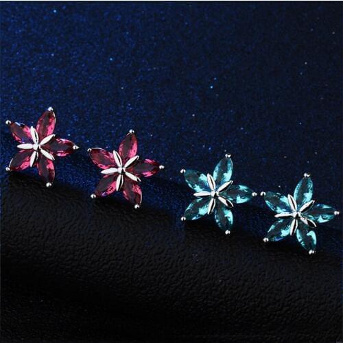 White Copper Star Cubic Zirconia Stud Earrings Fashion Jewelry Earring Female Wedding Party Gift For Womens jewelry