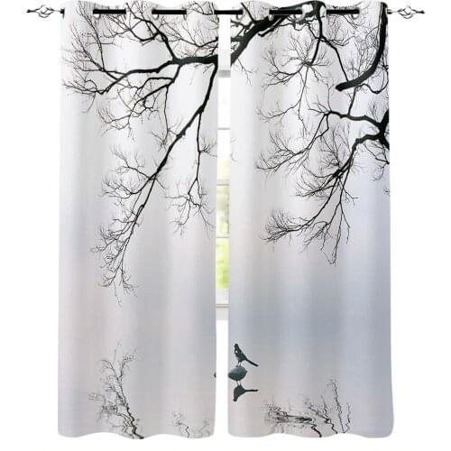 Chinese Style Tree Winter Bird Reflection Curtain For Kitchen Living Room Bedroom Curtains Home Decor Window Treatments Drapes