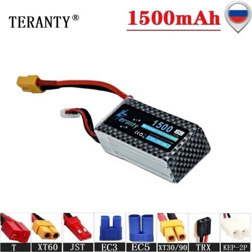 Teranty Power 11.1V 1500mAh Lipo Battery For RC Helicopter Toys Car Boats Drone Parts 3s battery 11.1v Rechargeable Battery 1PCS