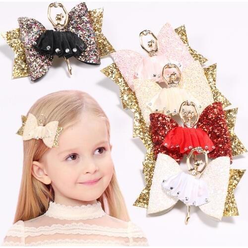 Ballerina Glitter Bow Sparkly Hair Clip for Women Girls Hairpin Children Kids Barrettes Hair Accessories