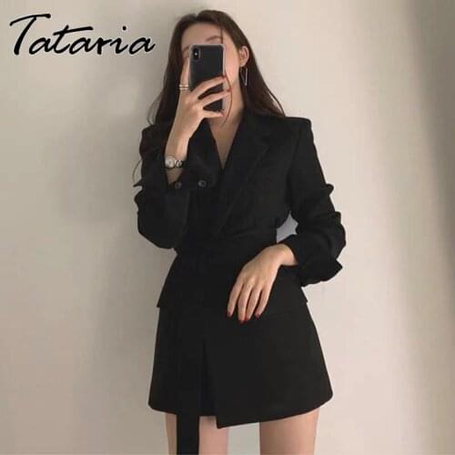 Women Blazers and Jackets White Korean Womens Blazer Long Suit Jacket Black Blazer Female Cape Long Sleeve Womens Suit 2021