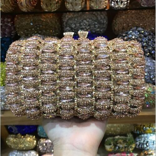 Red/silver/gold/black Rhinestone Women Handbags Crystal Bag Evening Metal Clutches Purse Hollow Out Diamond Wedding Clutch bags