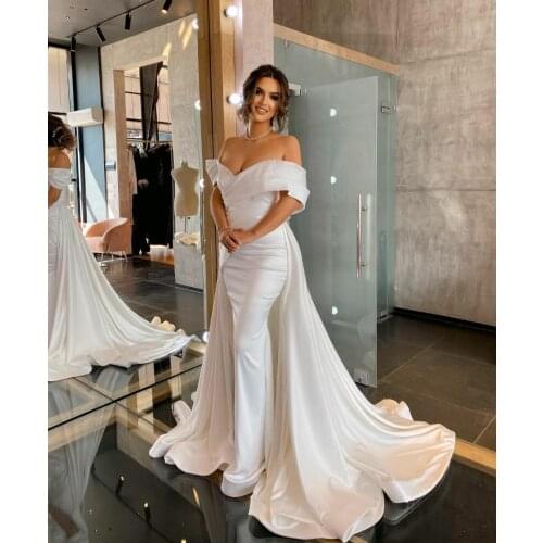 Elegant Long Off Shoulder Wedding Dresses Mermaid Lace Up Back Ivory Vestidos de Novia Abendkleid Bridal Gown for Women