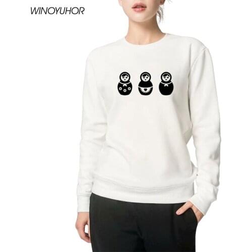 Winter Fashion Tracksuits Women Russian Matrioshka Doll Printed Hoodies Kawaii Long Sleeve Sweatshirts For Lady Top Quality