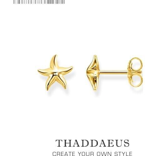 Starfish Gold Stud Earring,Europe Style Fashion Good Ethnic Jewerly For Women Girls,2018 Gift 925 Sterling Silver,Super Deals