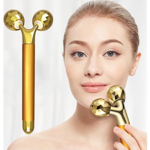 1 pc 3D Energy Beauty Bar Electric Vibration Roller Golden Face Lifting Vabrator Face Slimming Massager Facial Massage Machine