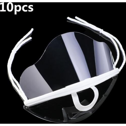 10pcs Arc Transparent Anti-fog Mask Shield Cover Reusable Plastic Anti-saliva Mouth Shield Mouth Mask Kitchen Specialty Tools
