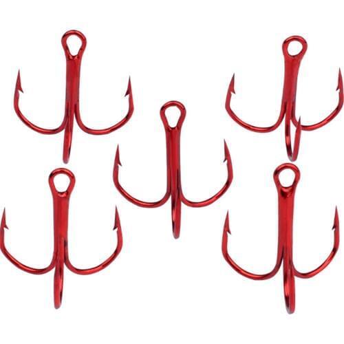10pcs/lot Super Sharp Saltwater Red Fishing Hooks High-Carbon Steel 3X Treble Hooks 2# 4# 6# 8# 10# High Strength Hooks