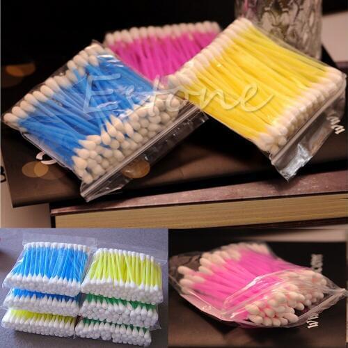 100pcs/ Pack Double Head Cotton Swab Women Makeup Bamboo Cotton Buds Eyeshaow Blending Tool For Nose Ears Cleaning Tools