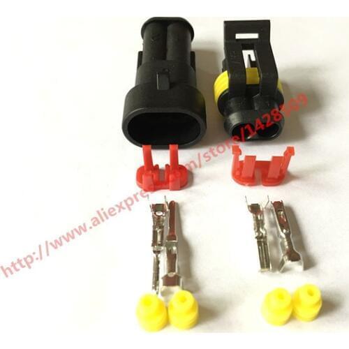 20 Set 2 Pin Female Male Way AMP Super Seal Waterproof Electrical Wire Connector Plug For Car 282104-1 282080-2