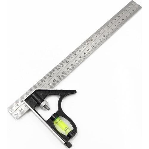 300mm Adjustable Combination Try Square Set Right Angle Ruler with Level Woodworking Tool for Measurement or Drawing