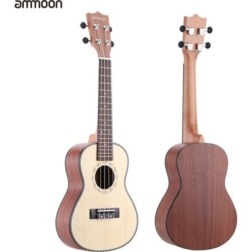 Ammoon 24" Ukulele Spruce Sapele Ukelele Rosewood Fretboard 4 Strings Hawaii guitar Musical Instrument New Years Day Present