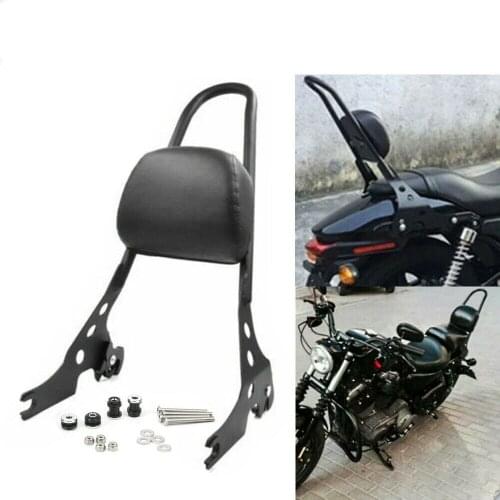 Motorcycle Luggage Rack Sissy Bar Rear Passenger Backrest Black Cushion Pad for Harley Davidson Sportster XL 883 1200C/R/S