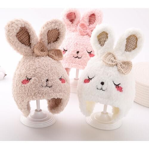 Doitbest 1 to 4 Years old Winter hat for kid beanies Cute rabbit ear Handmade Beanie knit Child hats warm kids girl Earflap caps