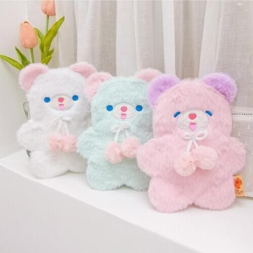 Cake Bear Flannel Pencil Case Soft Rabbit Student Pen Box Kawaii Girls Cosmetic Case Holder Korea Plush Stationery Storage Bag