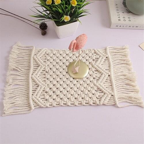 Cotton Braid Coaster Handmade Macrame Cup Mat Bohemia Style Non-slip Cup Mat Heat Insulation Table Mat Coffee Cup Coaster